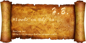 Hlavács Béla névjegykártya